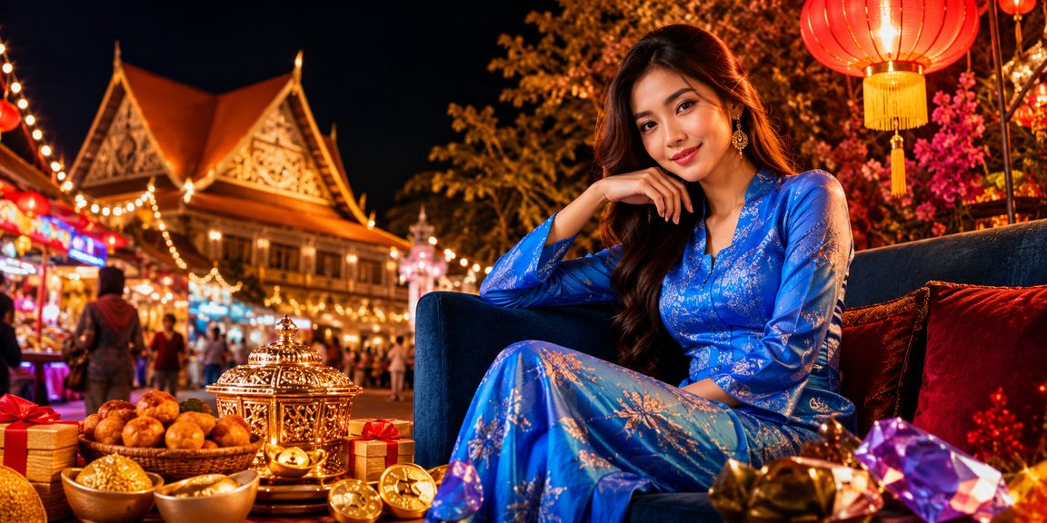 Pengguna wanita berbaju kurung dari Sarawak menikmati permainan slot dalam talian pr1ma